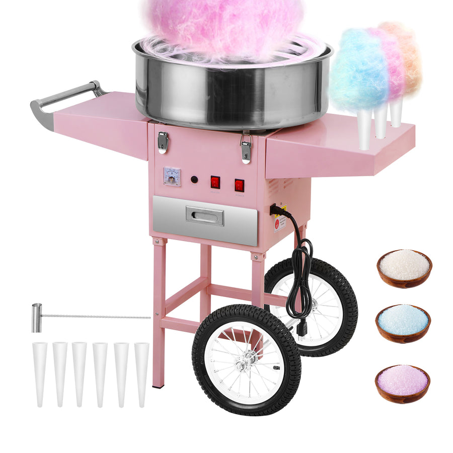 Corn rush cotton candy machine with cart - pink