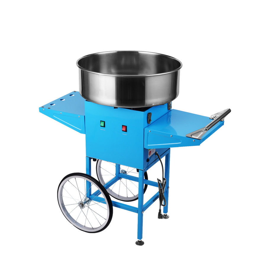 Corn rush cotton candy machine with cart - blue