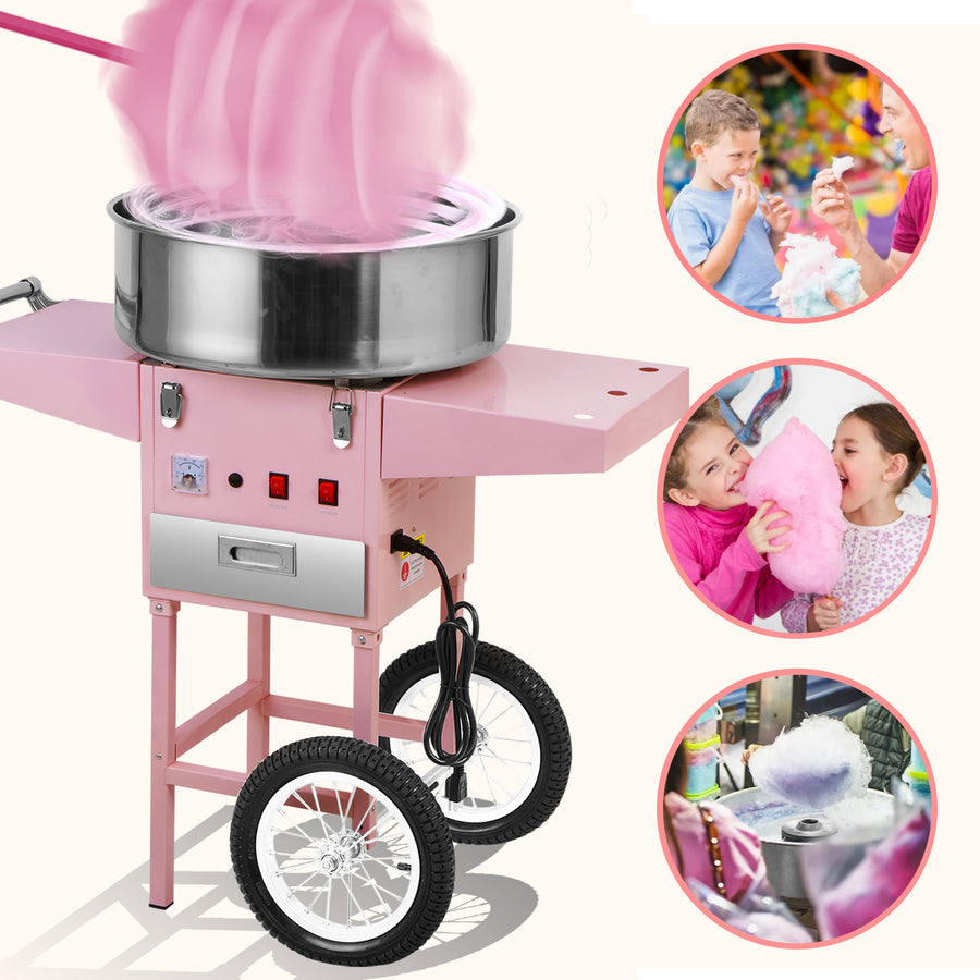 Corn rush cotton candy machine with cart - pink
