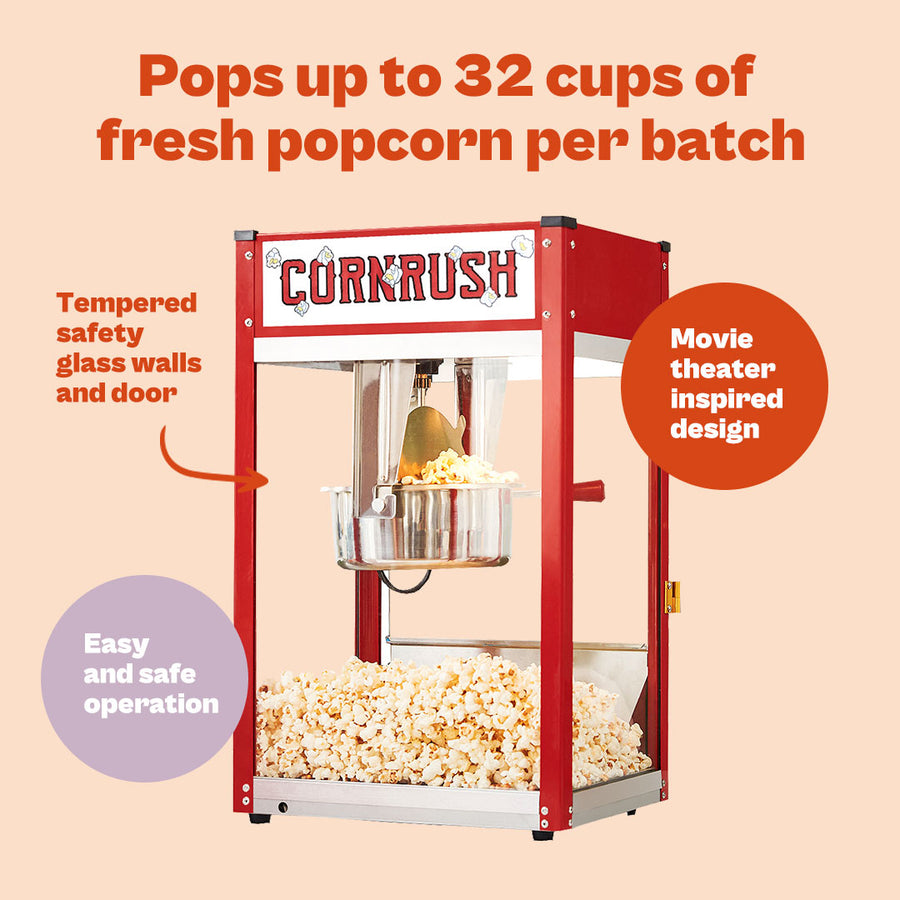 Theater style popcorn machine 8oz - red – cornrush, rush doors som 