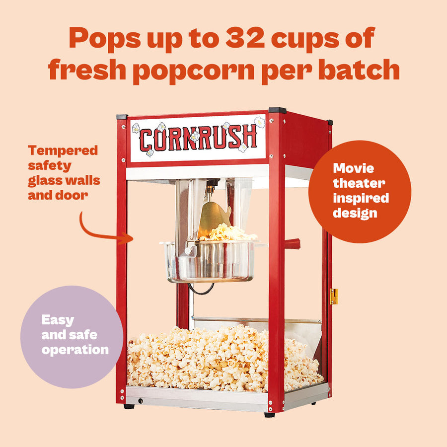 Theater style popcorn machine 8oz - red – cornrush