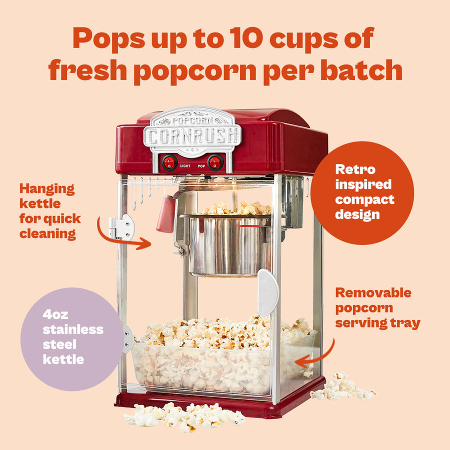 Tabletop vintage popcorn maker, 4oz - red